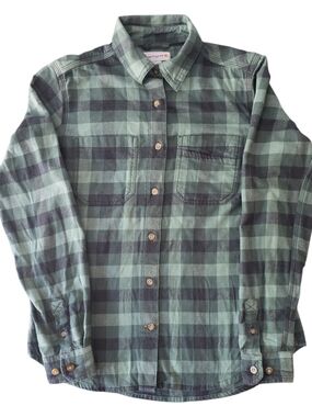 Carhartt Women’s XS Plaid Button Up Shirt Green Black Stretch Workwear
